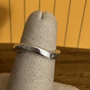 Sterling Silver Wavy Band Ring - Silver